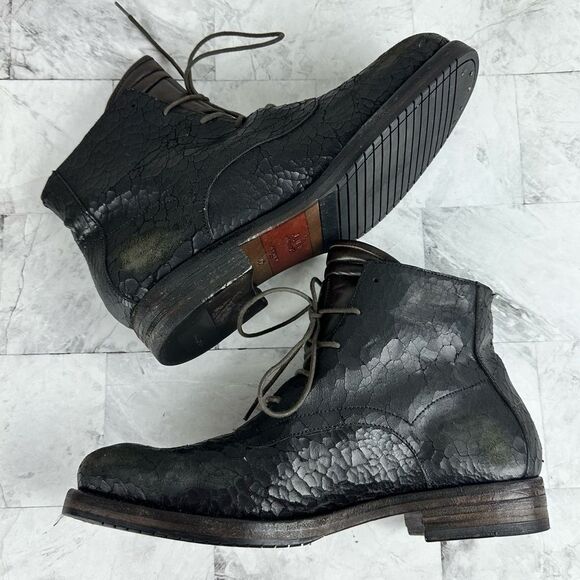 New Area Forte distressed crackle combat handcrafted boots sz 42 Italy - Picture 9 of 13